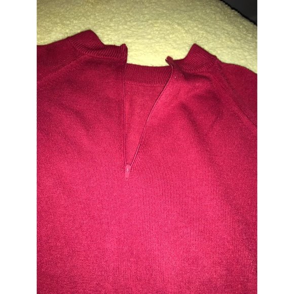 KNIT By Hampshire Studio Red Knit Sweater Mock TurtleNeck Zippered Back Long Sle - Picture 6 of 8